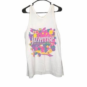 80’s Vintage Jazzercise White Sleeveless Tank Top